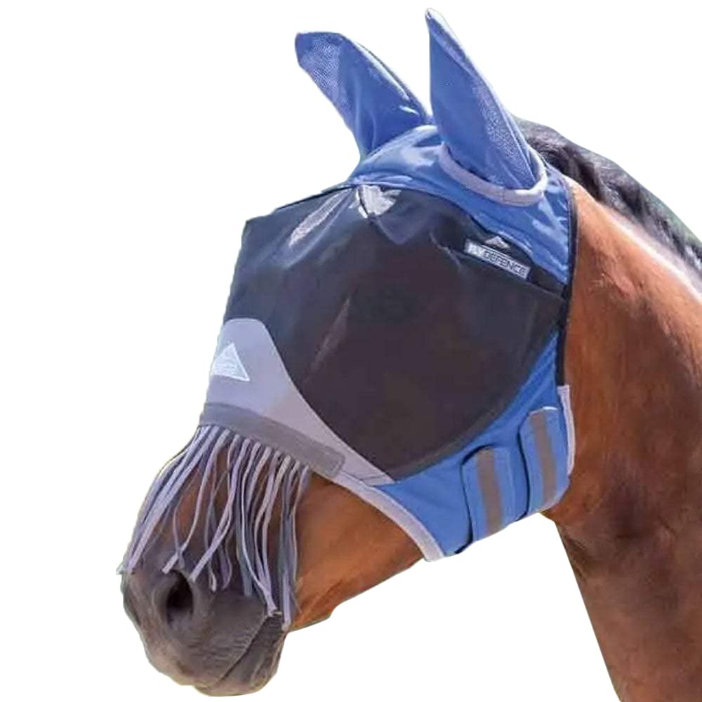Deluxe Fly Mask With Nose Fringe (Pony, Green)