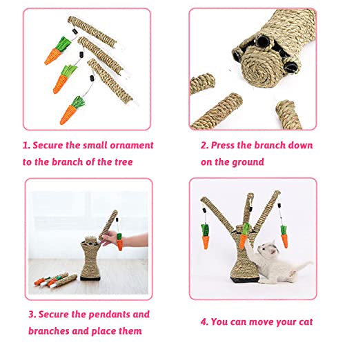 Hamiledyi Pet Rabbit Toy Tree Bunny Fun Chew Toy Rattan Grass Scratcher Climbing Tree Play Carrot Toy For Small Animal