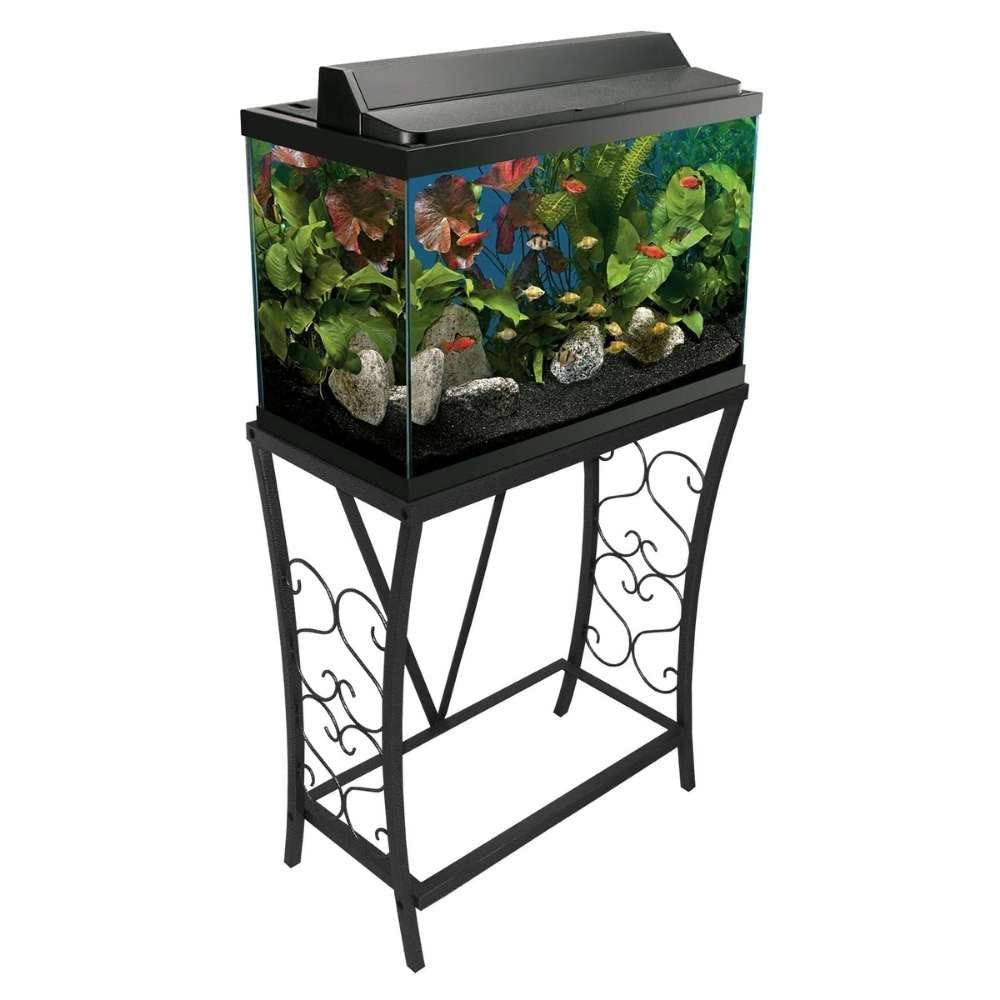 Aquatic Fundamentals 20 Gallon Metal Aquarium Stand, 24.3' L X 12.5' W, Black