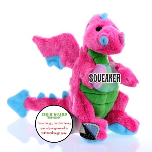 Godog Bubble Plush Dragons Squeaky Dog Toy, Chew Guard Technology - Pink, Small