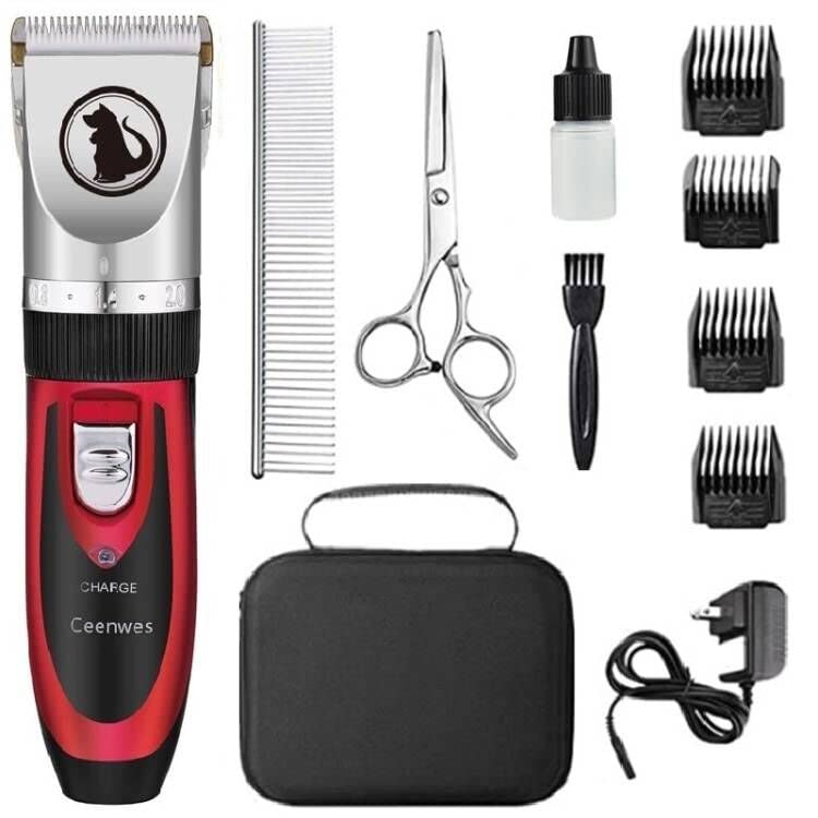 Ceenwes Dog Clippers with Storage Case Low Noise Pet Clippers Rechargeable Trimmer Cordless Grooming Tool Professional Dog Hair