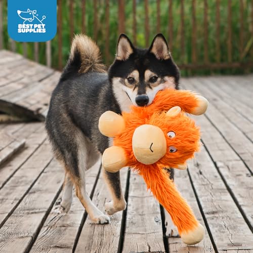 Best Pet Supplies O-Hug-Atan Interactive Squeaky Plush Toy For Small And Medium Breed Puppies Or Dogs - O-Hug-Atan (Orange)