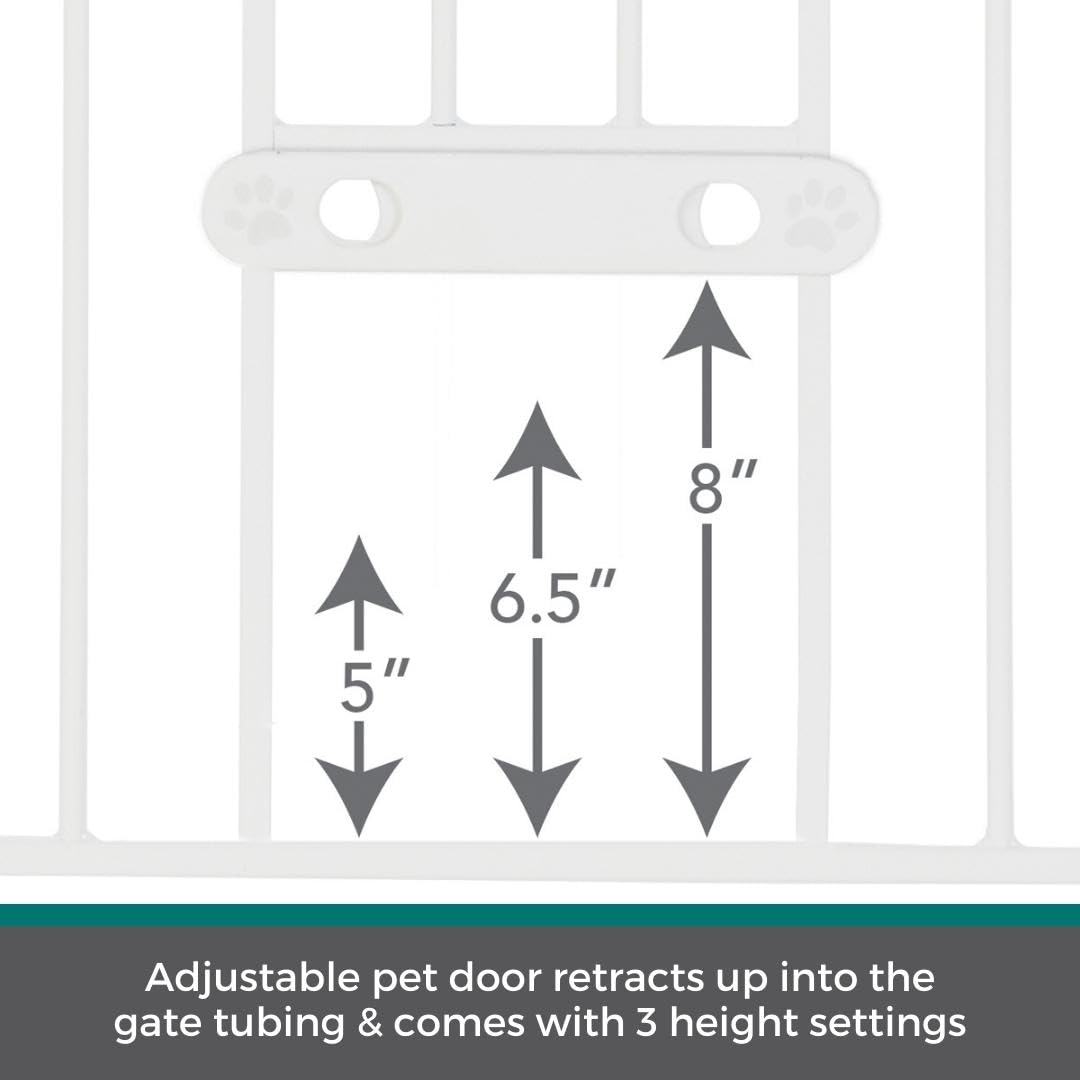 Mypet North States Wide Walk Thru Easypass Pet Gate With Patented Adjustable Pet Door: 29.75-37.5'' Wide Dog Gate. Pressure Moun