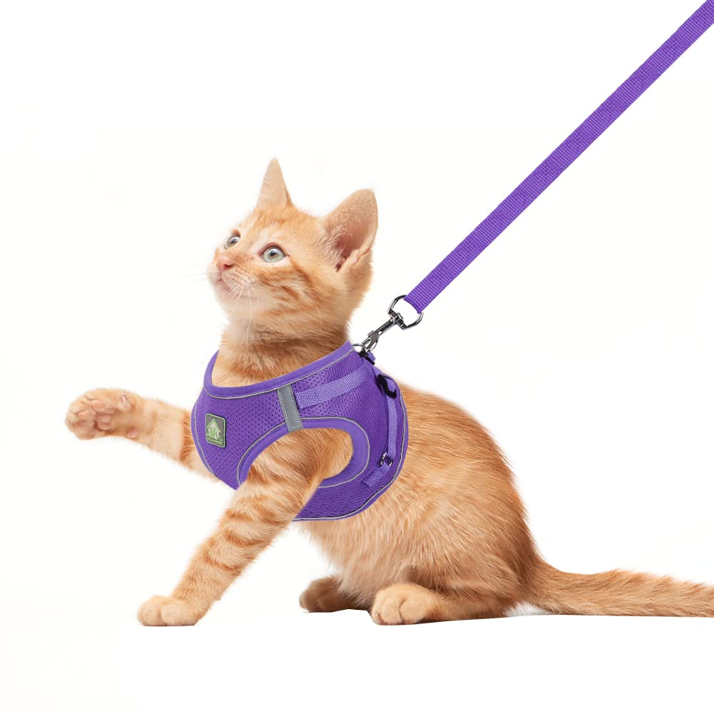 Feimax Dog Harness And Leash Set, No-Pull Breathable Soft Mesh Puppy Vest Harness Reflective Adjustable Pet Harnesses For Small Medium Dogs And Cats - Outdoor Easy Control For Walking (Xs, Purple)