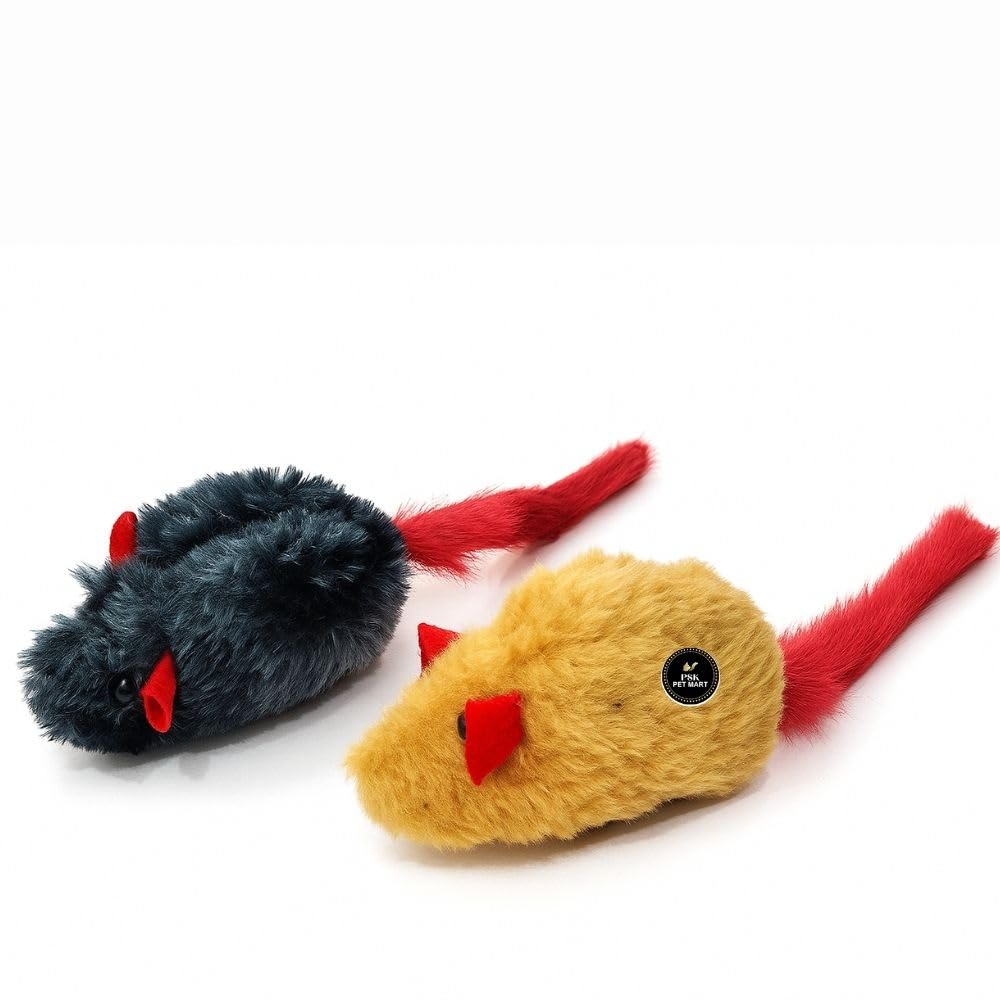 Psk Pet Mart Adjustable Cat Toy With Sound  Plush Mouse With Feathers, Elastic Bungee Rope & Adhesive Hook For Indoor Cats, Int