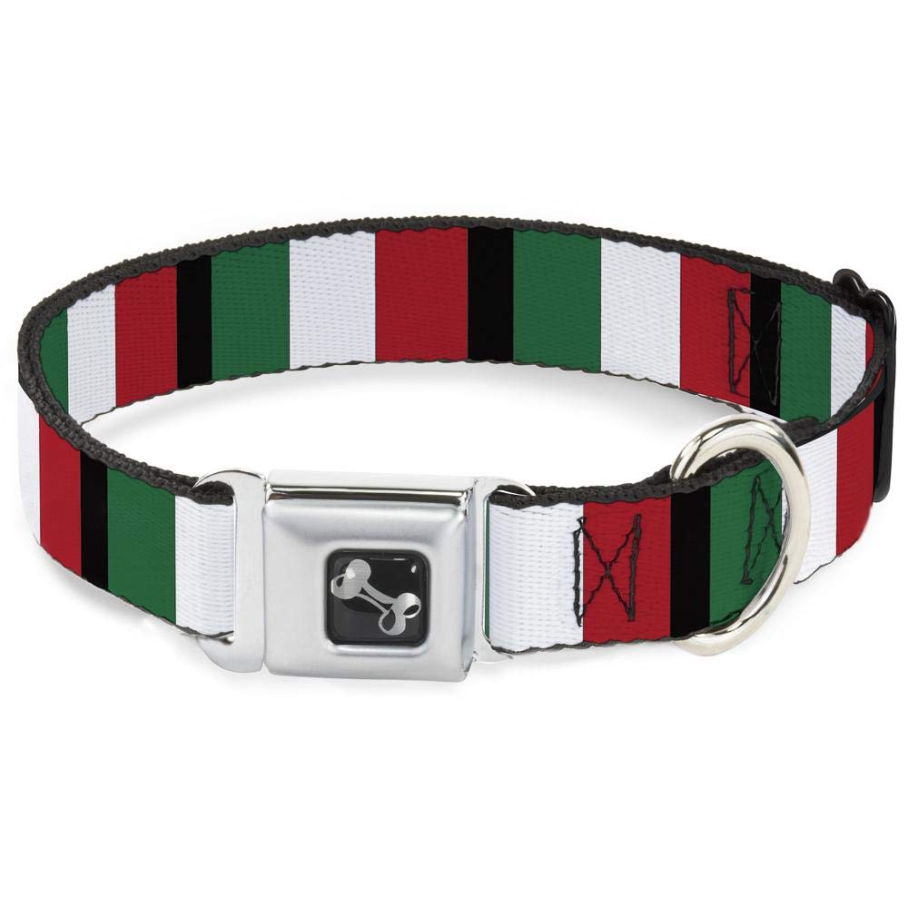 Buckle-Down Dog Collar Seatbelt Buckle Italy Flags, Multicolor, 1.5' Wide - Fits 18-32' Neck - Large (Dc-W30904-Wl)