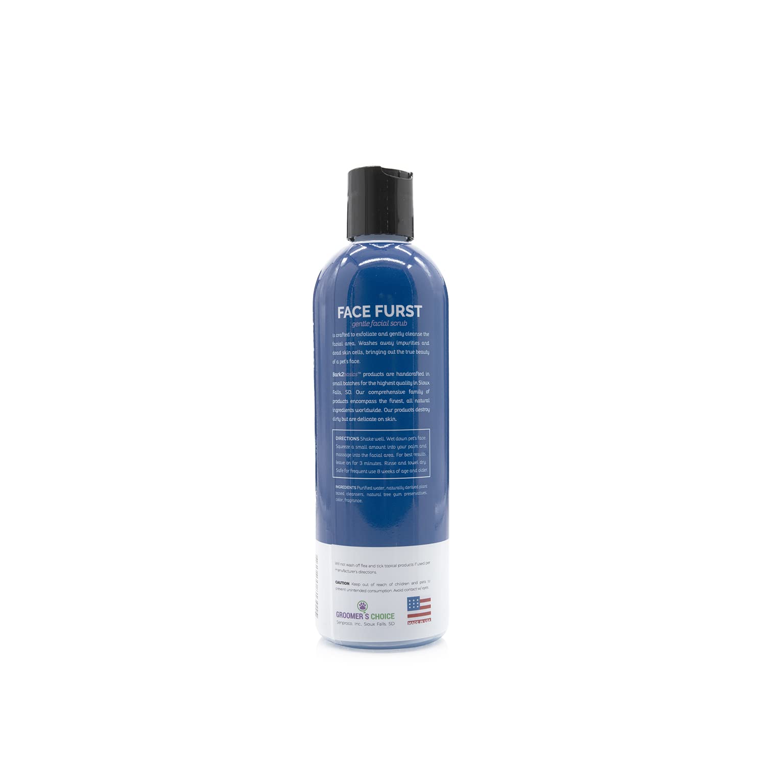 Bark 2 Basics Face Furst Scrub Dog Shampoo - 16 Oz, Exfoliates And Gently Cleans Facial Area, Helps Remove Tear Stains, Blueberr