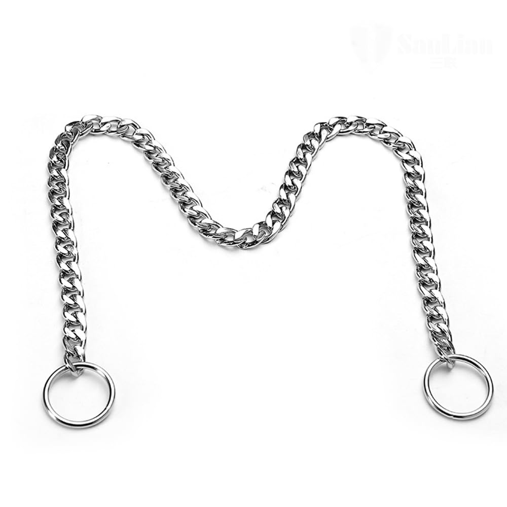 Silver Dog Choke Collar For Large Dogs, Dog Chain Collars Training Metal Link Slip P Chain Heavy Duty Martingale Collar For Xs S