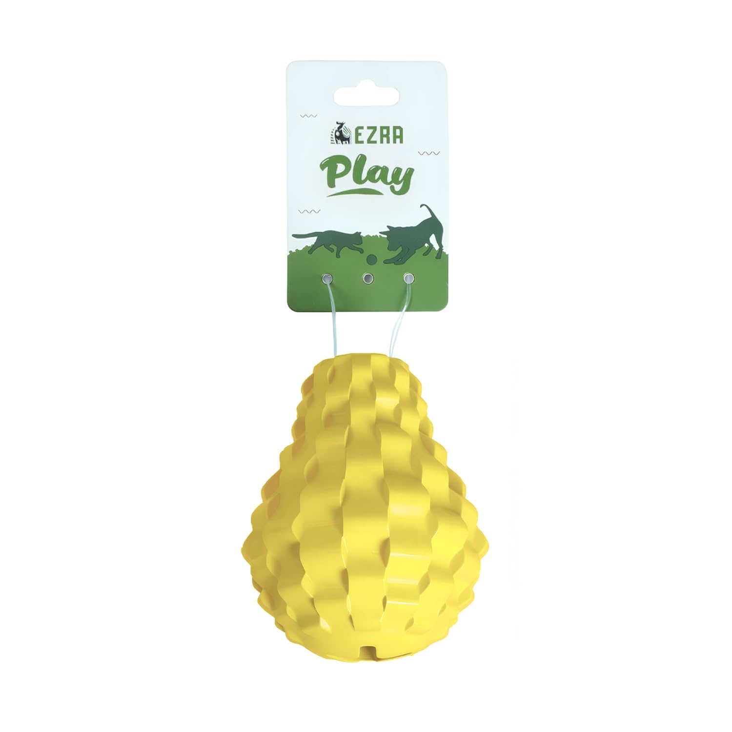 EZRA Play Refillable Devil Emoji Ball Dog Toy  Yellow, Durable NonToxic Rubber Chew Ball | Interactive Fetch, Bounce & Dental 