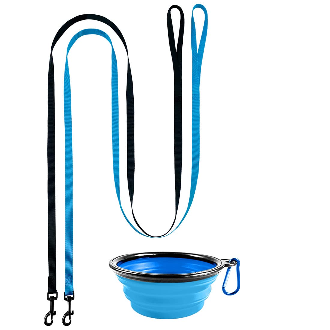 Doyoo 2 Pack Nylon Puppy Dog & Cat Leash, Strong & Durable With Easy To Use Collar Hook - Great For Small Dogs (Set 1-Black+Blue