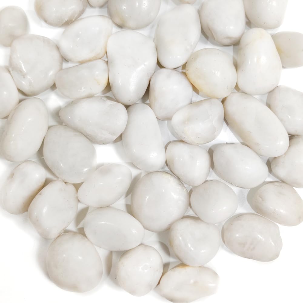 HappyFiller Natural Decorative White Pebbles Polished Rocks Stones for Aquarium Gravel,Fish Turtle Tank,Outdoor Indoor Succulent