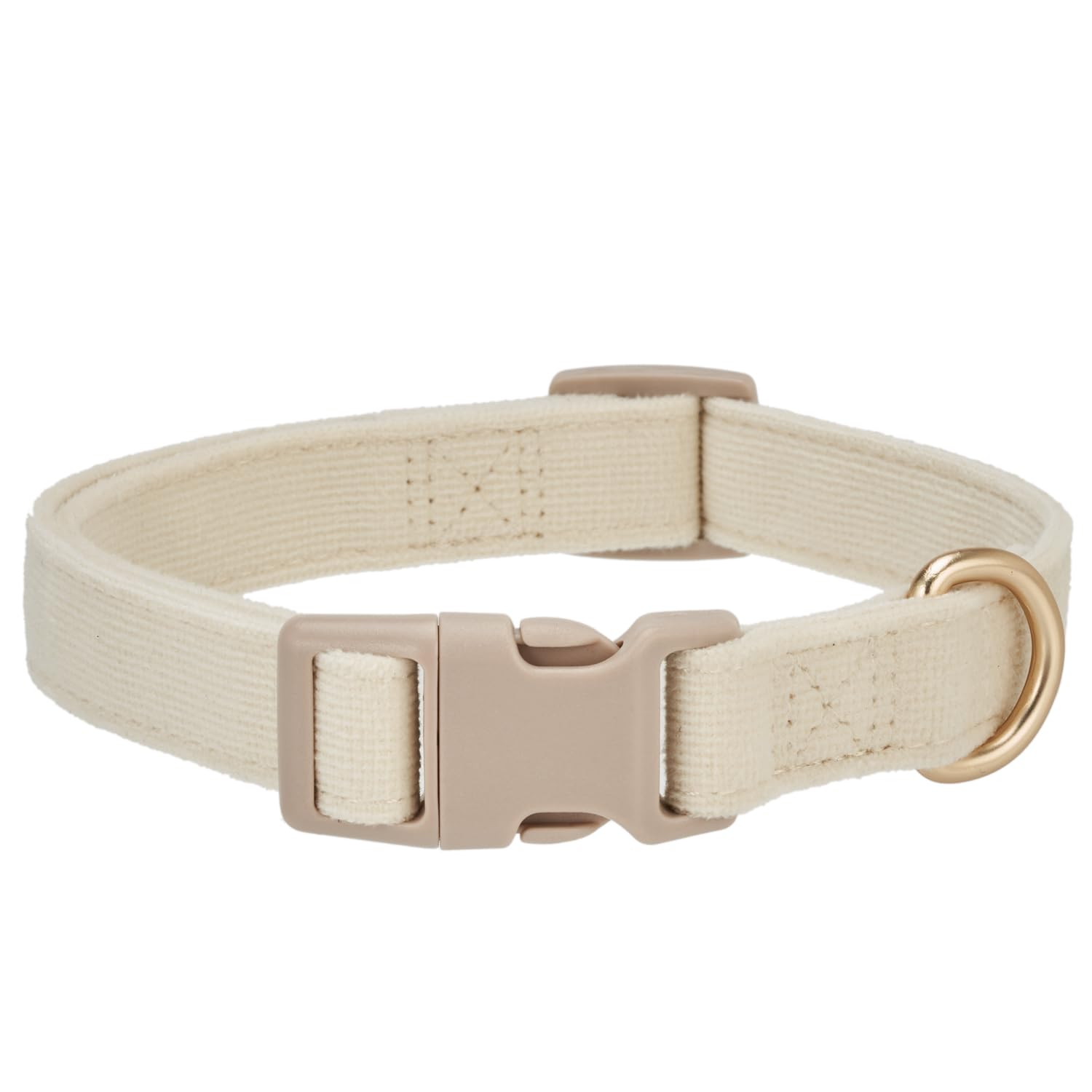 Petiry Soft Corduroy Fibric Dog Collar, Quick Side Release Buckle, for Large Dogs.(White,Large:17-26'')