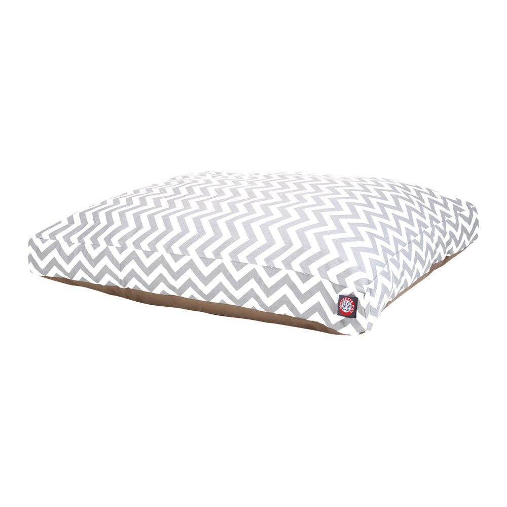 Gray Chevron Medium Rectangle Indoor Outdoor Pet Dog Bed With Removable Washable Cover By Majestic Pet Products