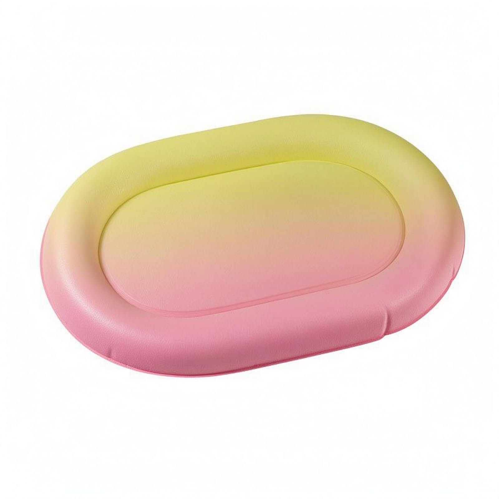 Merishopp Raised Rim Oval Pet Bed Recessed Center Oval Feline Bed Padded Cushion Nest Filled, PinkYLW Gradient  | Pet Supplies