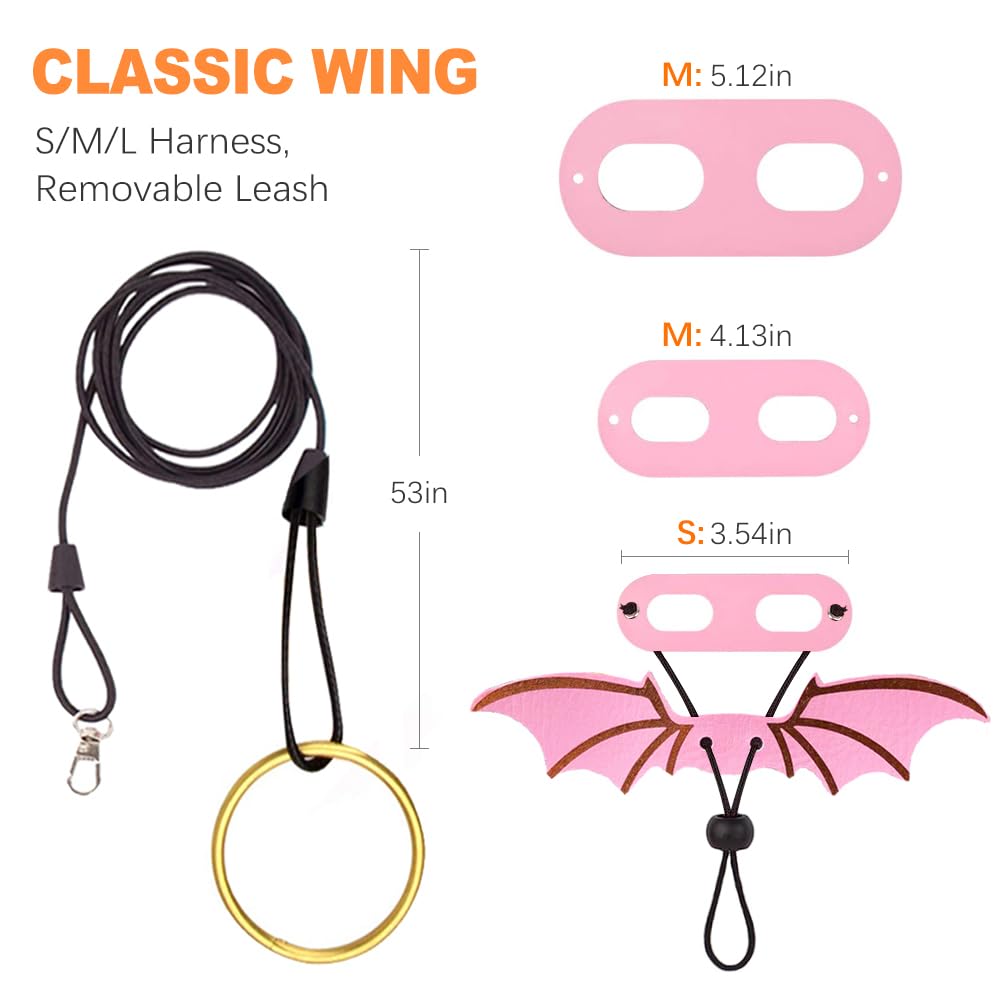 Coguzed Bearded Dragon Leash And Harness Set, Adjustable Lizard Harness With Wings, Cool Leather Reptile Leash For Bearded Drago