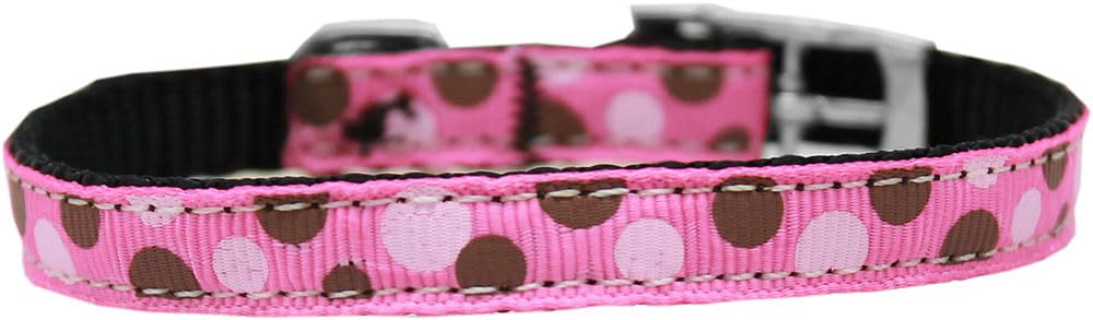 Mirage Pet Products Confetti Dots Nylon Dog Collar with Classic Buckle, Size 16, Bright Pink