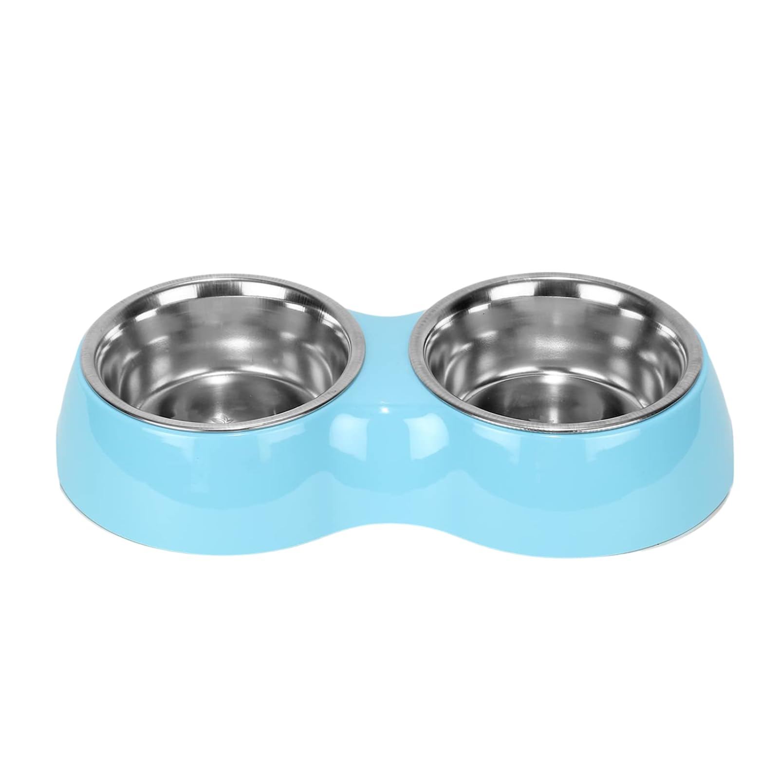 Cature Care By Nature Double Dinner Set Stainless Steel Food Water Feeding Bowls Melamine Bowls For Pets, Dogs, Cats, Puppy Blue