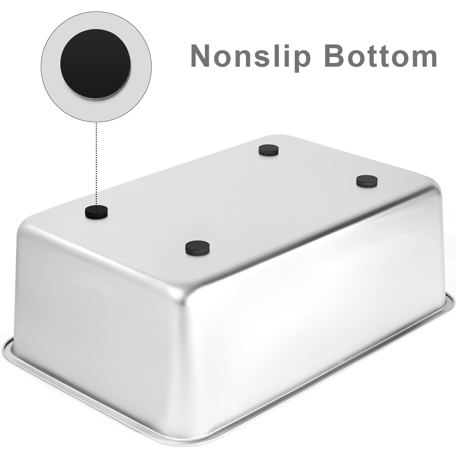 Yangbaga Stainless Steel Litter Box For Cat And Rabbit, Large Size With 8In High Sides And Non Slip Rubber Feet. Odor Control, Non Stick Smooth Surface, Easy To Clean, Never Bend