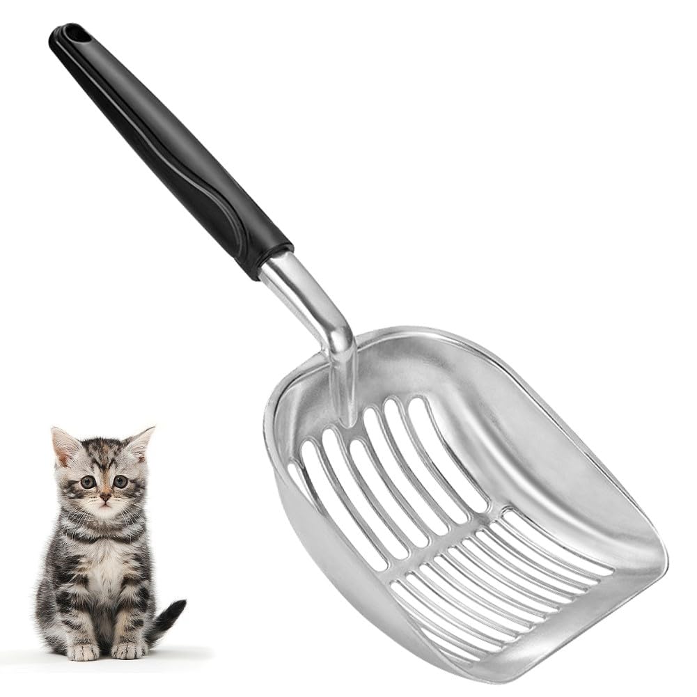 Cat Litter Scoop - Sturdy Mesh Scooper,Long Handle Cat Scooper,Aluminum Alloy Sifter Metal Scoop,Poop Sifting,Mesh Shovel,Suitab