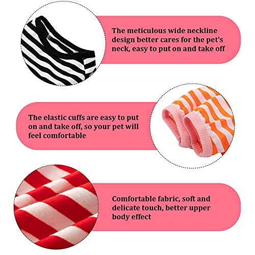 6 Pieces Dog Striped T-Shirt Dog Shirt Breathable Pet Apparel Colorful Puppy Sweatshirt Dog Clothes For Small To Medium Dogs Puppy (L)
