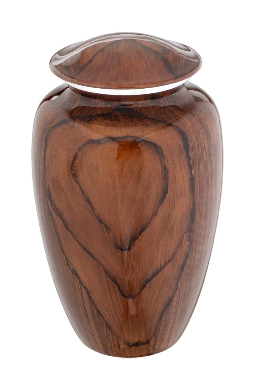 Bold & Divine Wood Grain Cremation Urn For Human Ashes - Elegant Large Memorial Cremation Urn For Human Ashes - Perfect Tribute For Loved Ones - Male Female Man Or Woman (Red Cherry Wood, Large)