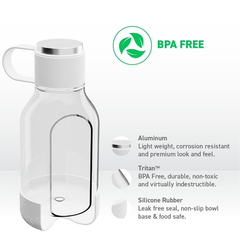 Asobu Tritan Water Bottle With Dog Bowl Attached 50 Ounces (White)
