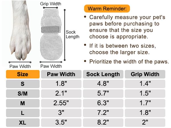 Beautyzoo Dog Socks & Boots - Prevent Licking Paws & Protect Feet On Hot Pavement & Hardwood Floors - Non-Slip, Traction Control