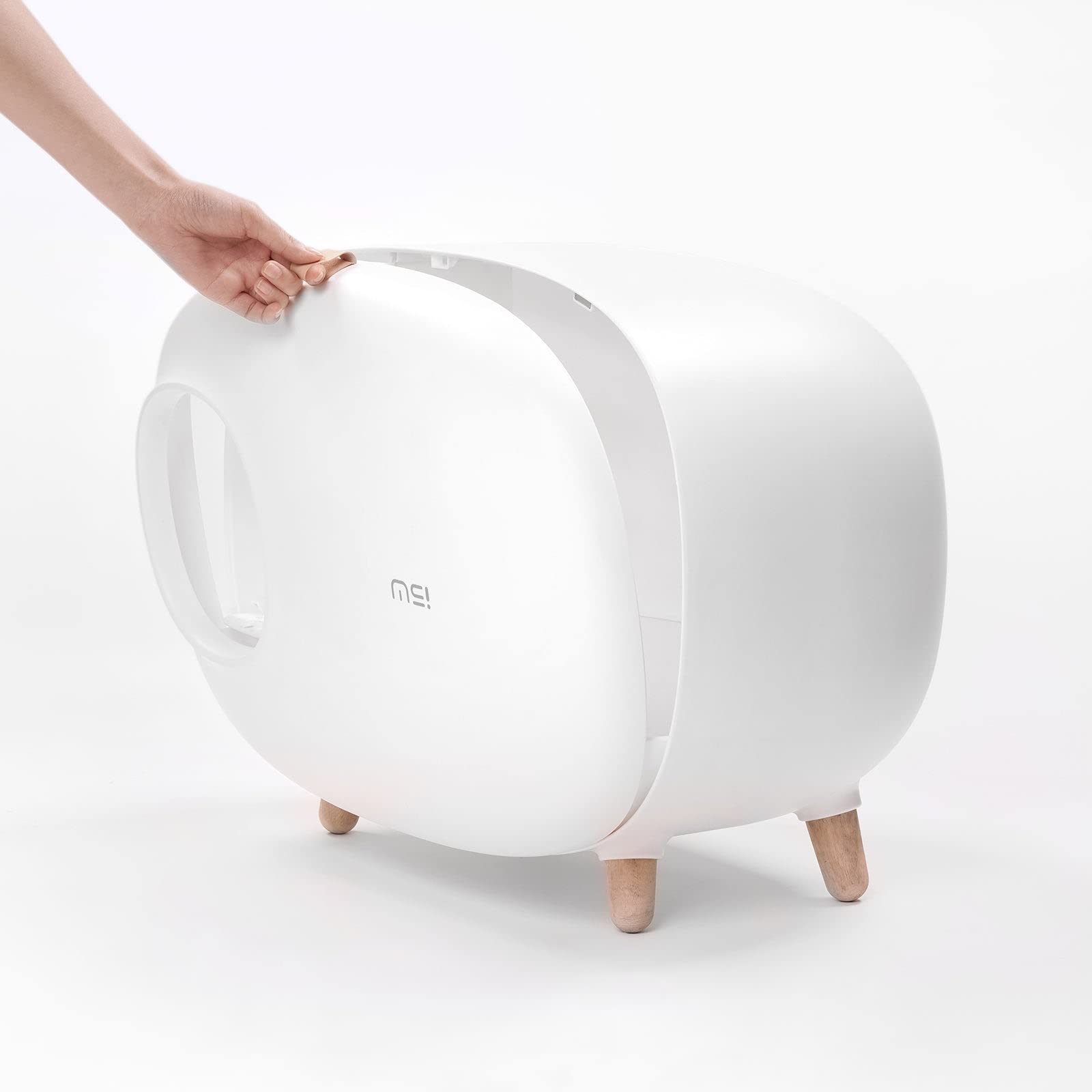 Sikoon Large Classic White Cat Litter Box - Enclosed Design, Easy Clean, Prevents Sand Leakage, Includes Litter Scoop