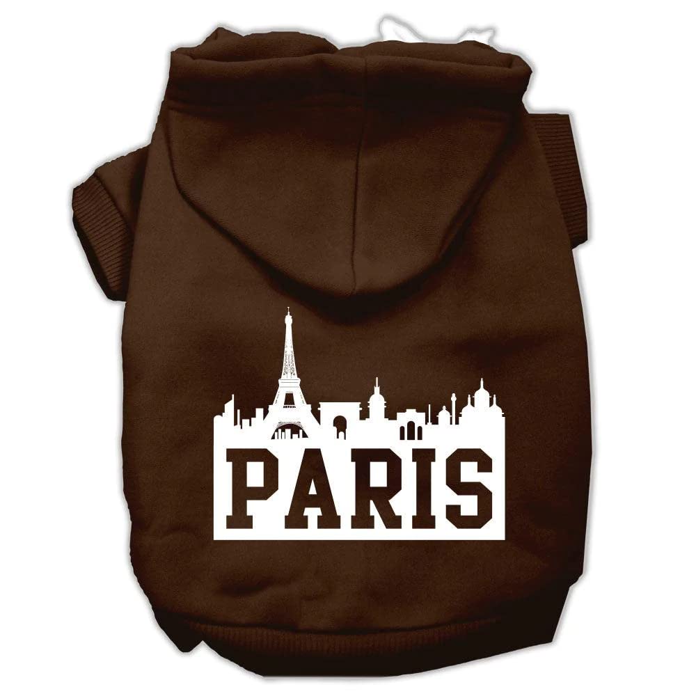Mirage Pet Products 62-71 XSRD Paris Skyline Screen Print Red Pet Hoodie, X-Small