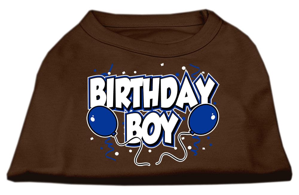 Pet Dog & Cat Shirt Screen Printed, 'Birthday Boy' Brown Xl (14-20 Lbs.)