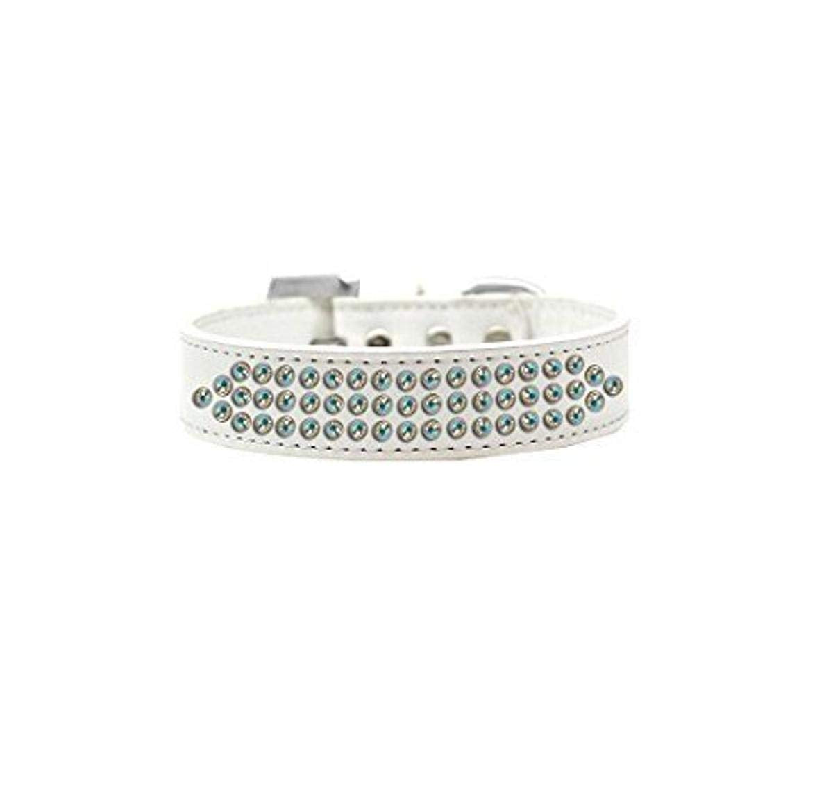 Mirage Pet Products Three Row AB Crystal Dog Collar, Size 16, White