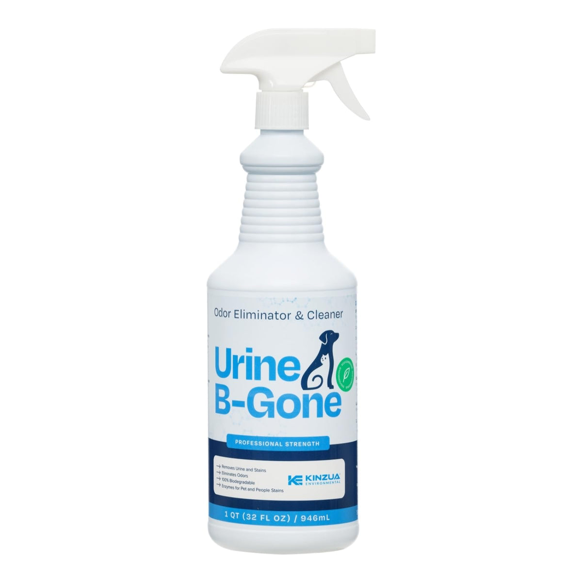 Kinzua Environmental Urine B-Gone, Professional Enzyme Odor Eliminator & Pet Stain Remover, Human, Cat & Dog Urine Cleaner, Effective On Laundry, Carpets & More, Original Scent, 32Oz