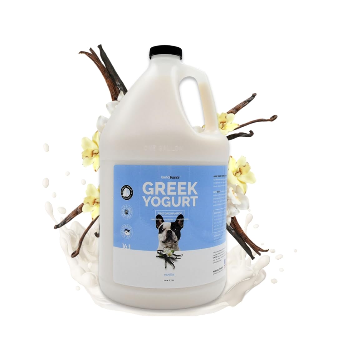Bark2Basics Vanilla Greek Yogurt Dog Shampoo, 1 Gallon | Protein Pet Shampoo, All Natural Ingredients, Restores Moisture, Gently