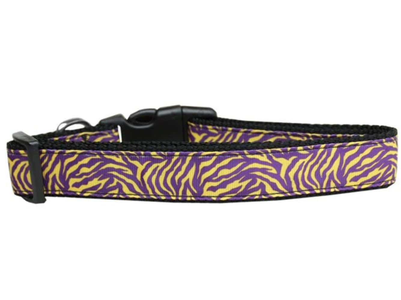 Pet Dog & Cat Nylon Collar or Leash, &quot;Purple and Yellow Tiger Stripes&quot; XL Collar