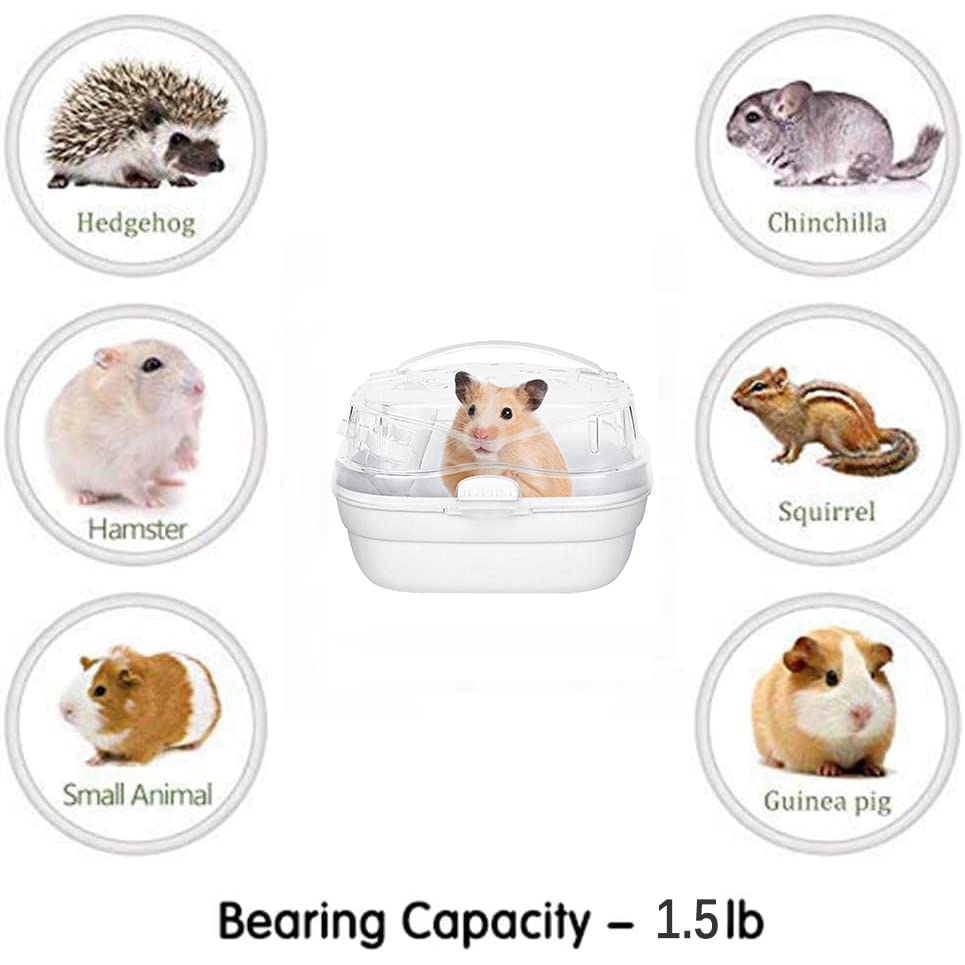 Kameiou White Travel Portable Small Animals Hamster Hedgehog Guinea Pig Carrier Cage For Hamsters Hedgehogs Ferret Guinea Pig Ca