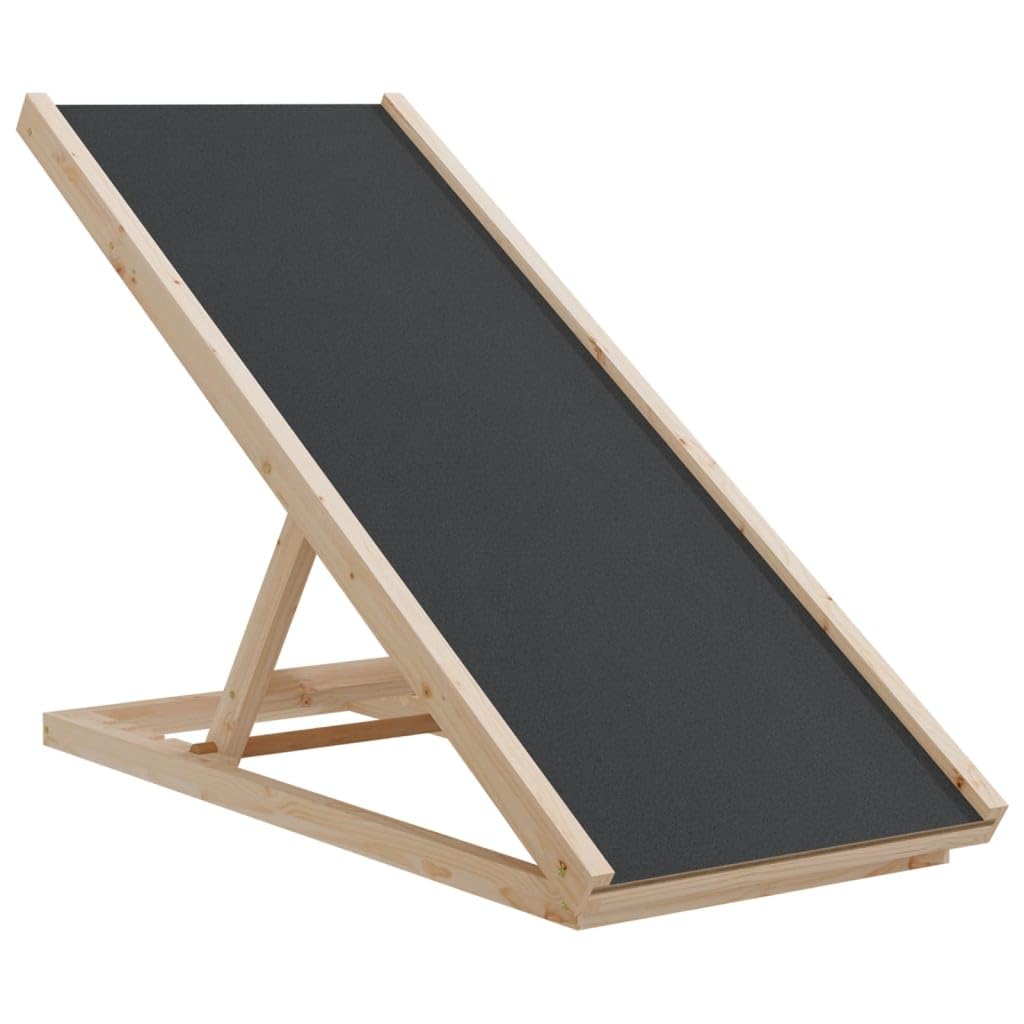 vidaXL Adjustable Height Solid Wood Dog Ramp - Anti-Slip Polyester Surface, Foldable Design for Easy Storage, Suitable for Small