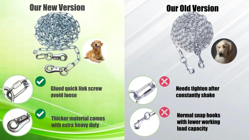 Heavy Duty Dog Runner Chain, Dog Tie Out, For Medium To Large Dogs, Weld Steel Chain, Dog Leash Chain, 520Lbs Capacity, For Dogs Up To 85Lbs (10Ft) Silver