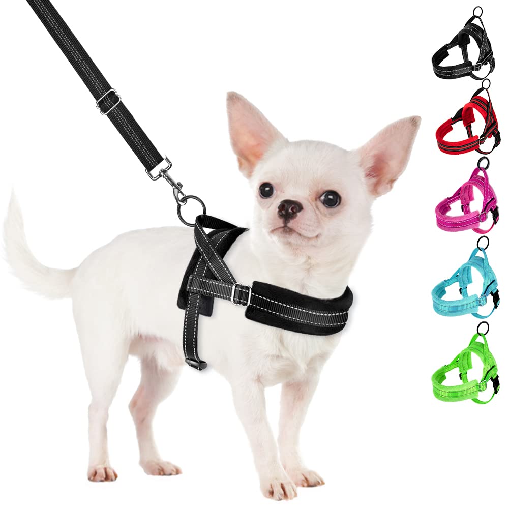 Slowton No Pull Small Dog Harness And Leash Set, Puppy Soft Vest Harness Neck & Chest Adjustable, Reflective Lightweight Harness