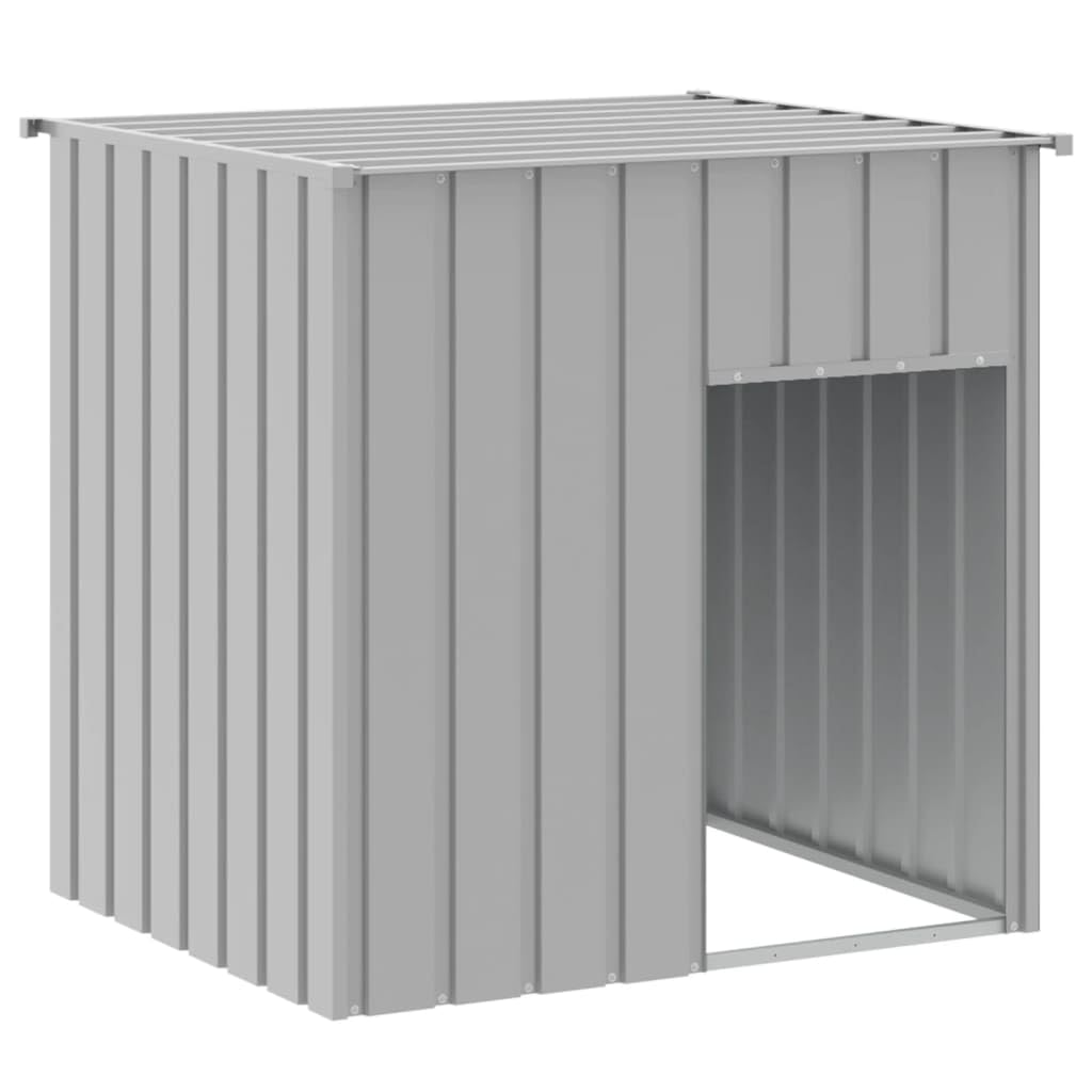Vidaxl Galvanized Steel Dog House With Practical Roof And Convenient Entrance, Versatile Use For Playing, Exercising, Training – Light Gray