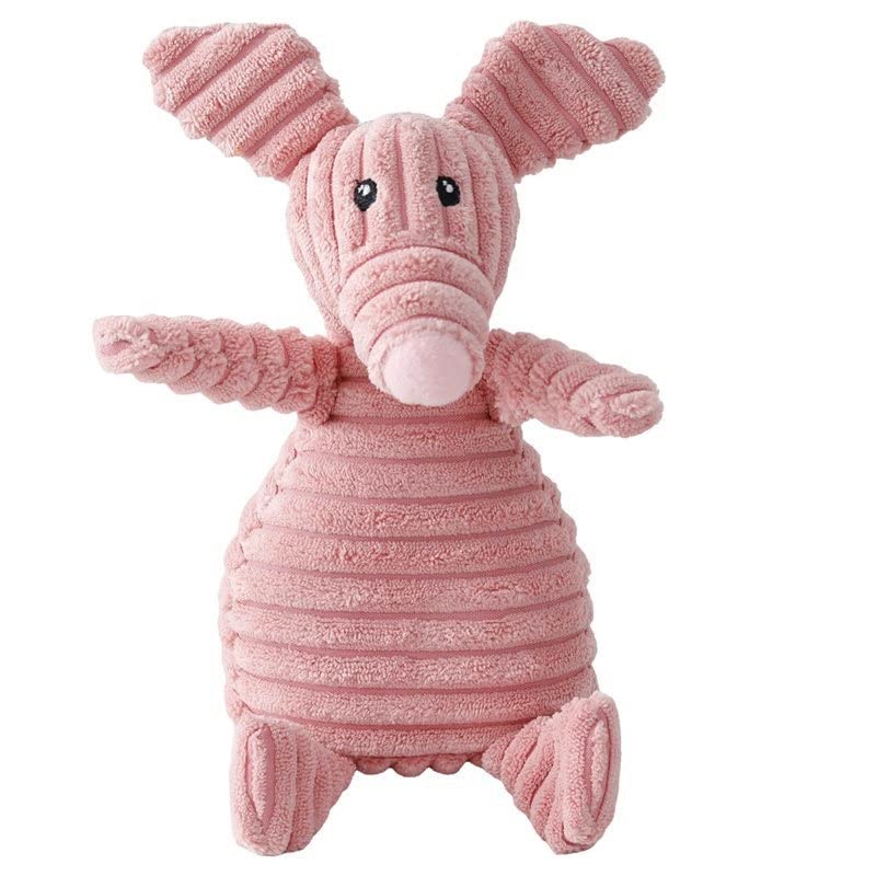 Tikson Dog Toy Stuffed Animal Plush Squeaking Pet Toy Chew For Puppies Pink Pig