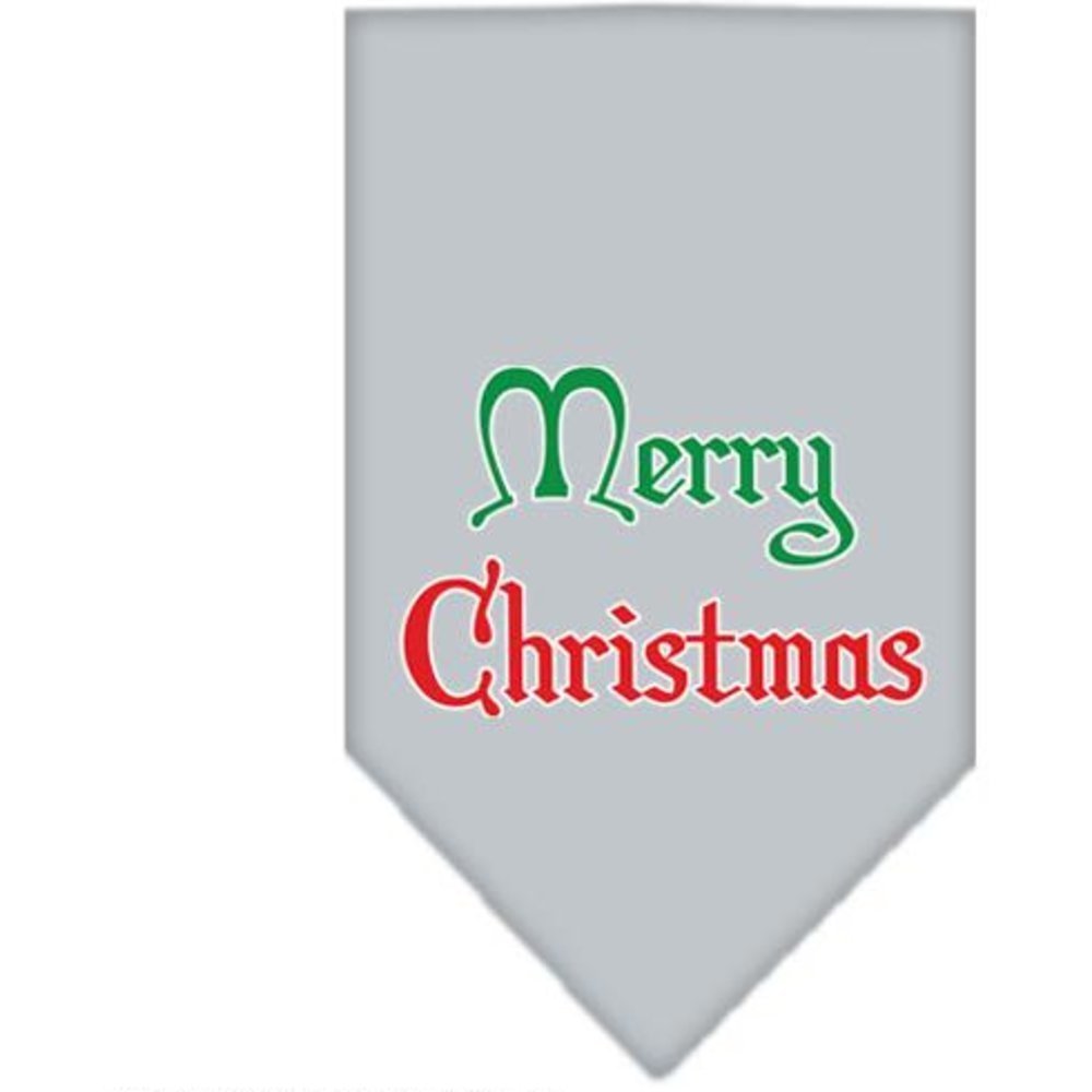 Christmas Pet and Dog Bandana Screen Printed, Merry Christmas Grey Small