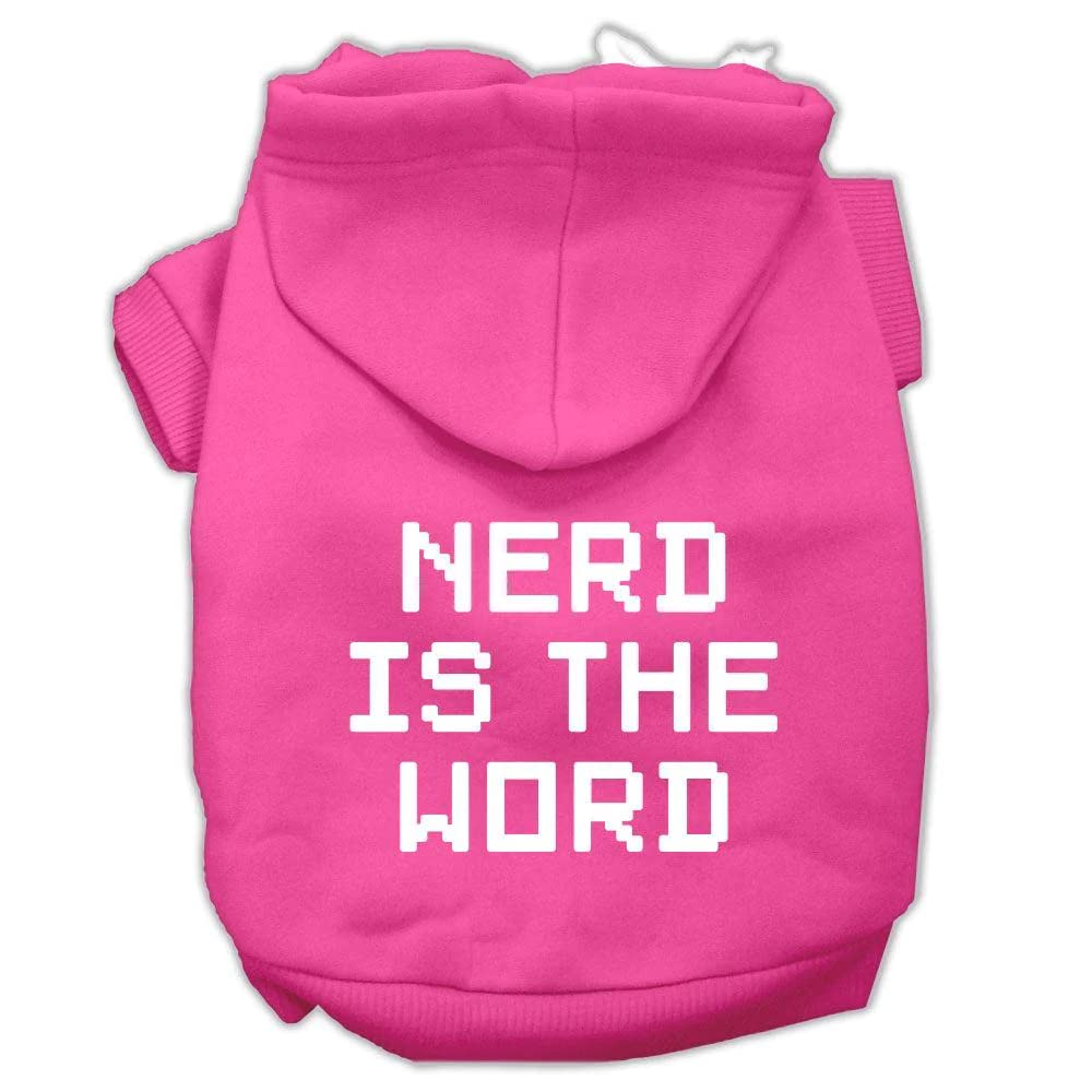 Pet Dog & Cat Hoodie Screen Printed, &quot;Nerd Is The Word&quot; Red XL (14-20 lbs.)