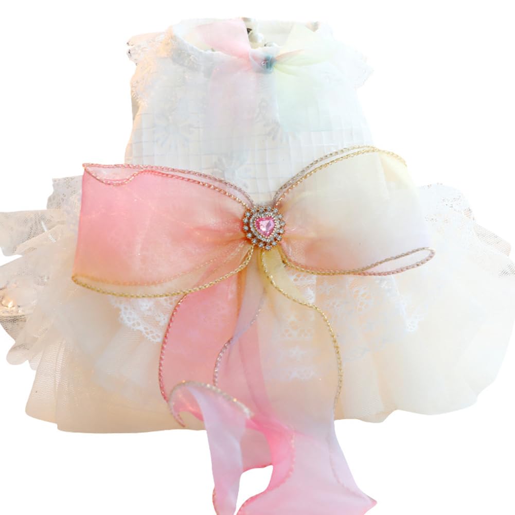Marupet Fashion Sweet Puppy Dog Blingbling Princess Skirt Pet Dog Lace Cake Camisole Tutu Dress D-Pink L