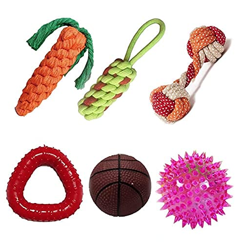 Dog Trust Puppy And Dogs Chew Rope Squeaky Teething Toys | Carrot | Dummy | Rope Dumbbell | Led Ball | Squeaky Basketball | Tria