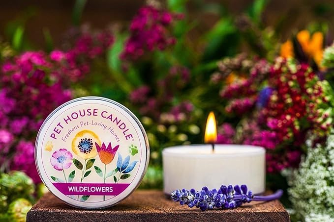 One Fur All Pet House Candle - Fresh Cut Roses 3 Pack - Pet Odor Eliminator - Natural Wax Candle Set