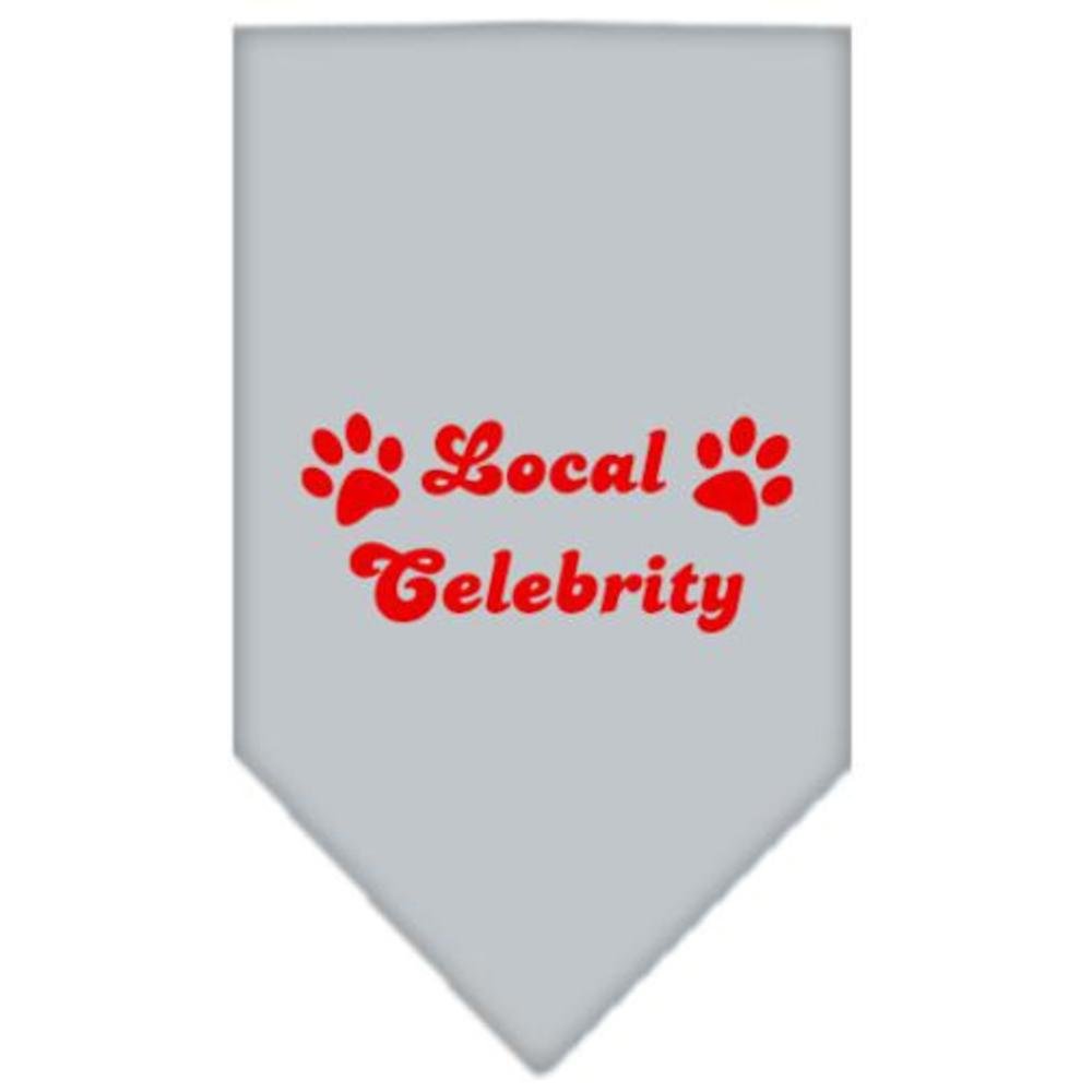 Pet and Dog Bandana Screen Printed, &quot;Local Celebrity&quot; Grey Large