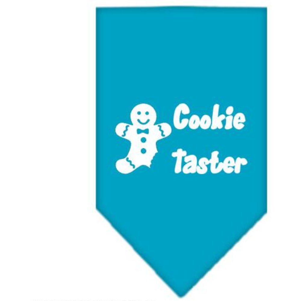 Christmas Pet and Dog Bandana Screen Printed, Cookie Taster Turquoise Large