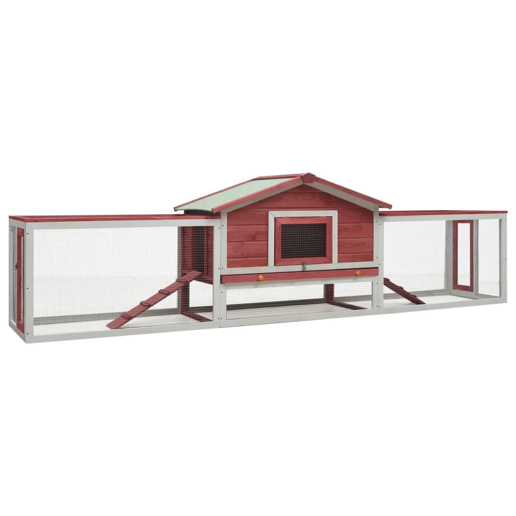 Vidaxl Rabbit Hutch Red 119.3'X23.6'X33.9' Solid Pine & Fir Wood