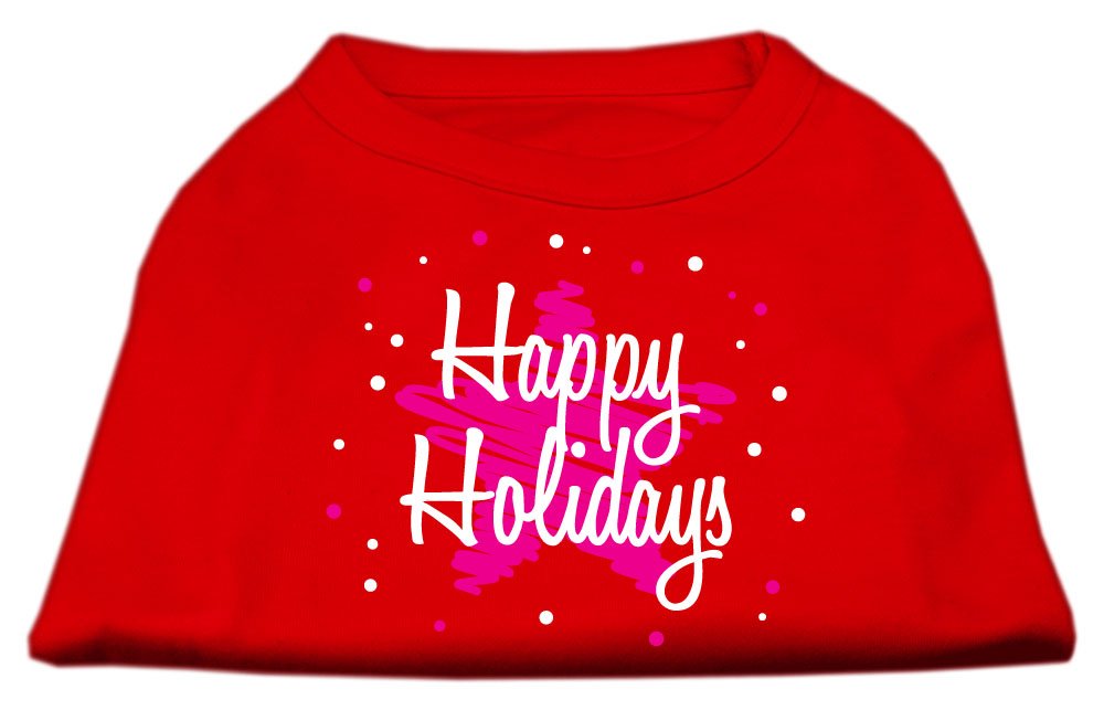Mirage Pet Product Scribble Happy Holidays Screenprint Shirts Red M