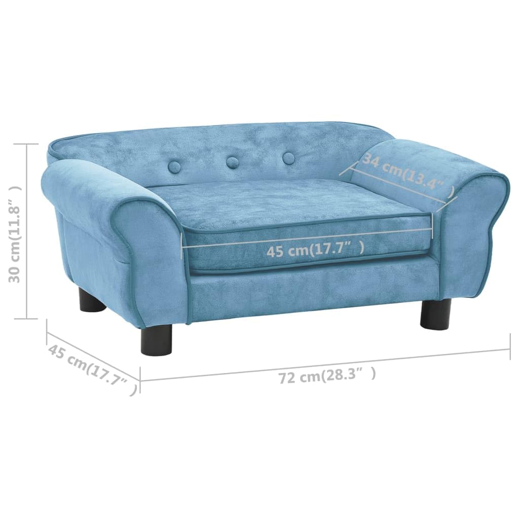 Vidaxl Small Dog Sofa/Cat Couch In Turquoise Plush With Anti-Slip Wooden Frame And Washable Cushion Cover For Poodle, Shih Tzu, And More